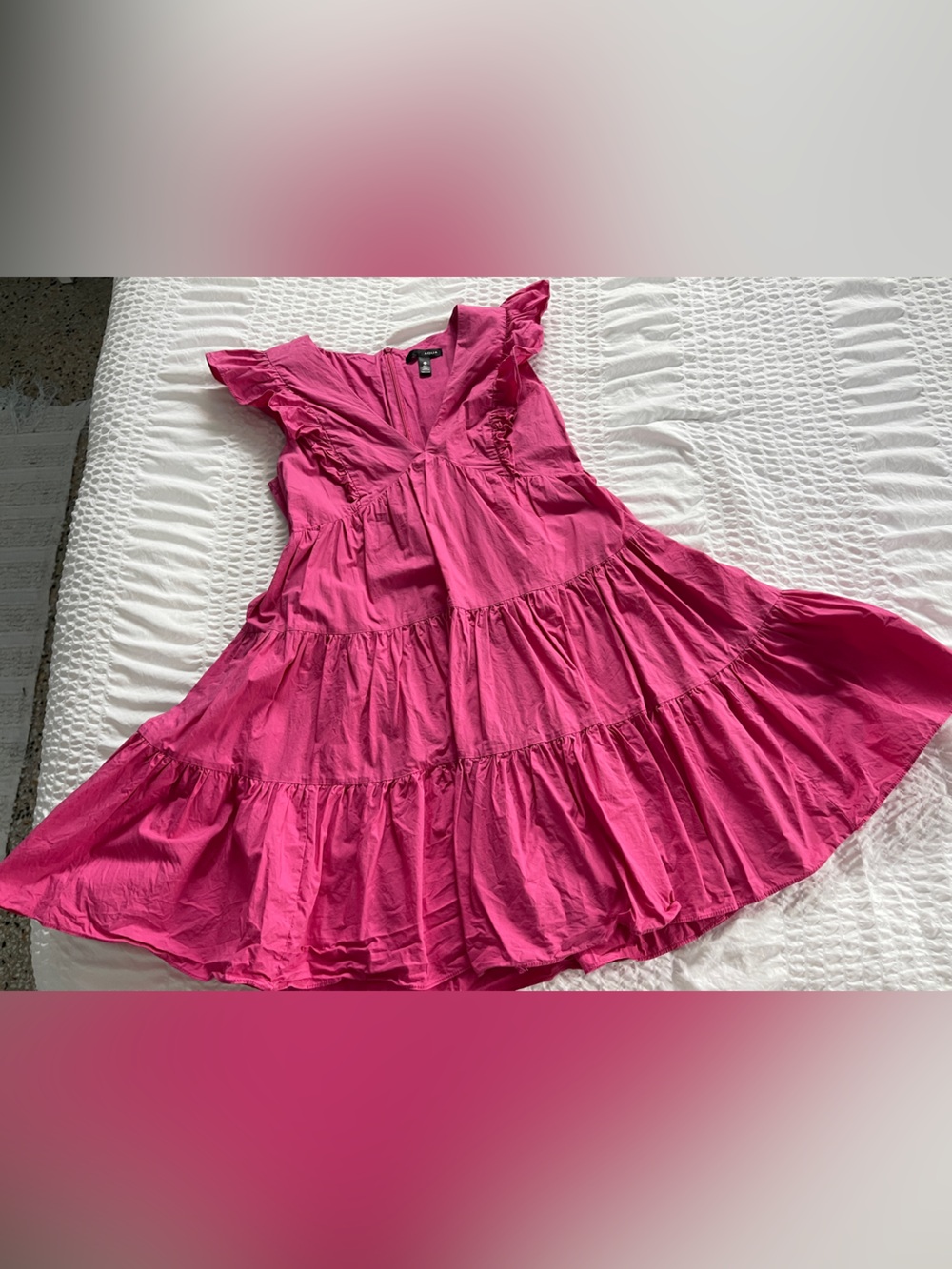 Aqua Hot Pink Tiered Ruffle Dress